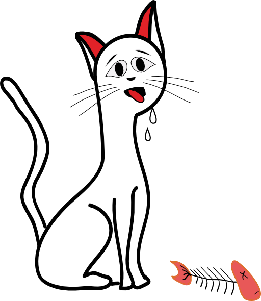 Hungry Cat Eat Fish Clipart - Domestic Short-haired Cat (512x590)