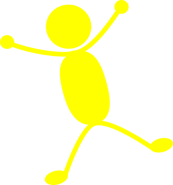 Solid Yellow Man Jumping Clip Art At Clker - Person (558x596)
