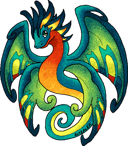 Enchanted Flutter Dragon By Elyzalea - Flutter (447x509)