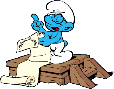 Meet The Cast And Characters Of Smurfs - Brainy Smurf (382x396)
