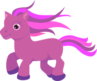 Pony Horse Cute Pink Purple Pony Pony Pony - Animasi Kuda Lucu (403x340)