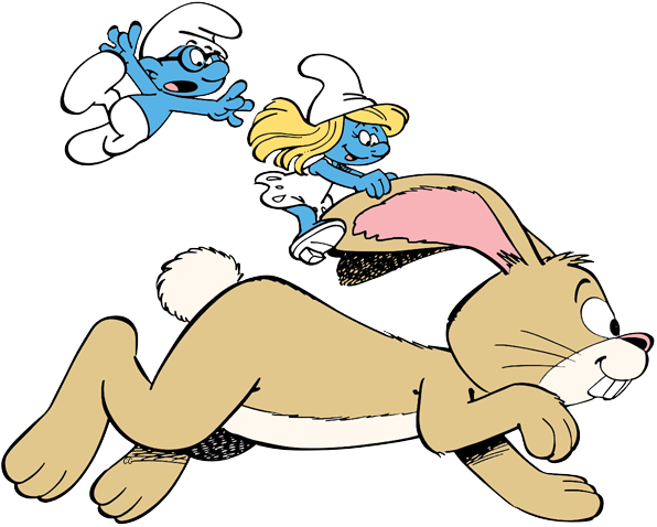 Smurfette Riding Glow-bunny - Smurfs The Lost Village Bunny (596x478)