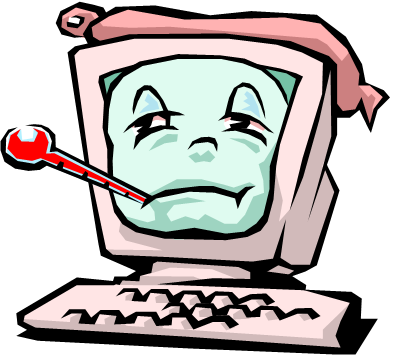 Don't Get Caught With The Flu - Sick Computer Clip Art (393x358)