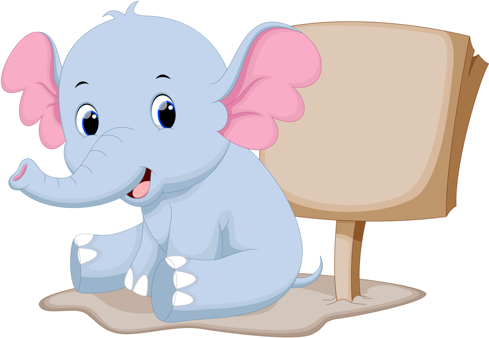 Cartoon Baby Elephant Jungle Animal On A Transparent - Cute Elephant Cartoon (1024x689)