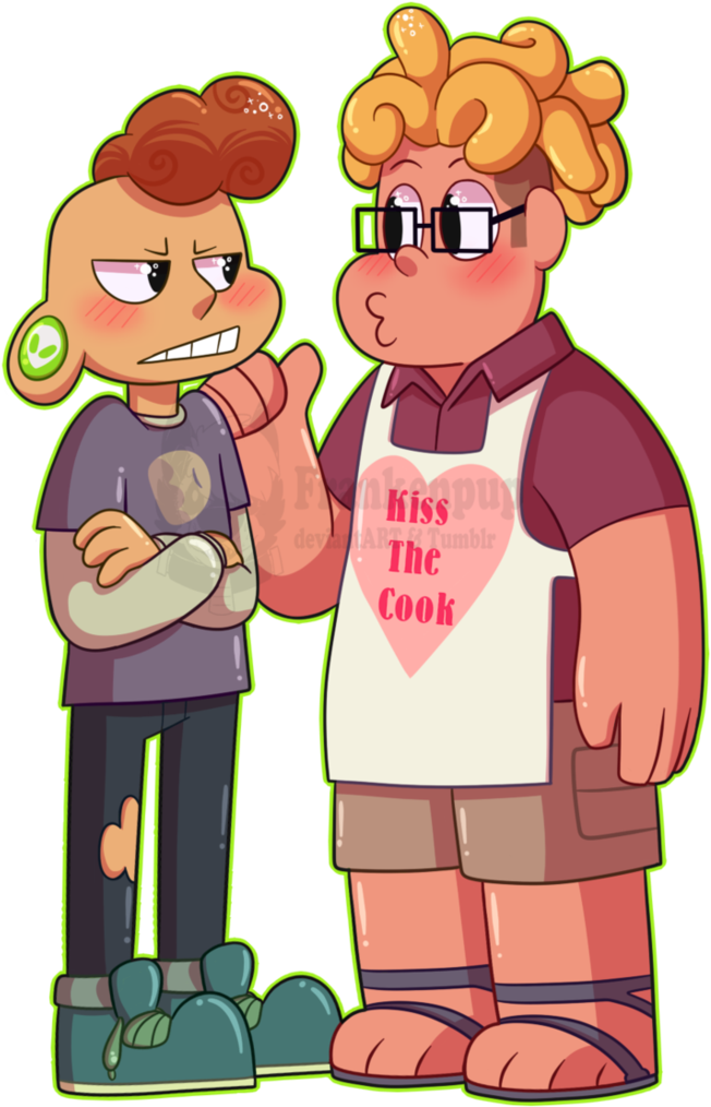 Kiss The Cook By Frankenpup - Steven Universe And Lars Kiss (732x1092)