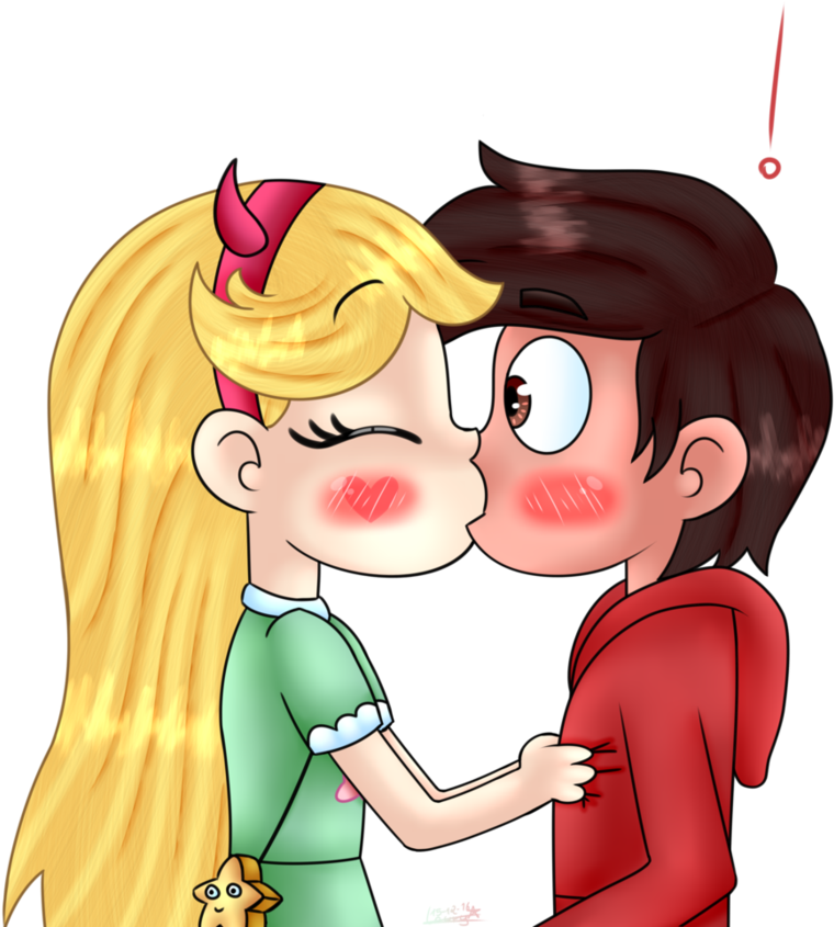 Art Trade-surprise Kiss By Lauryfaller - Cartoon (898x889)