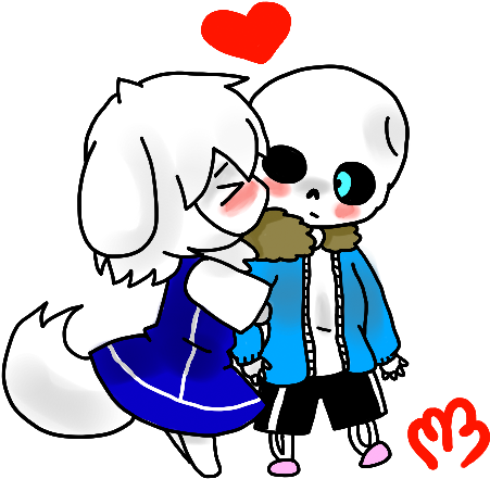 Chibi Ari Kiss Sans By Ari-dreemurr - Asriel Dreemurr X Sans (576x512)