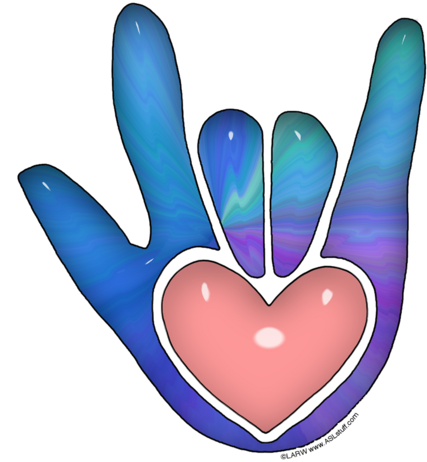 Aslstuff - Com - Cafepress Blue/pink Glass Ily Hand Tile Coaster (457x500)