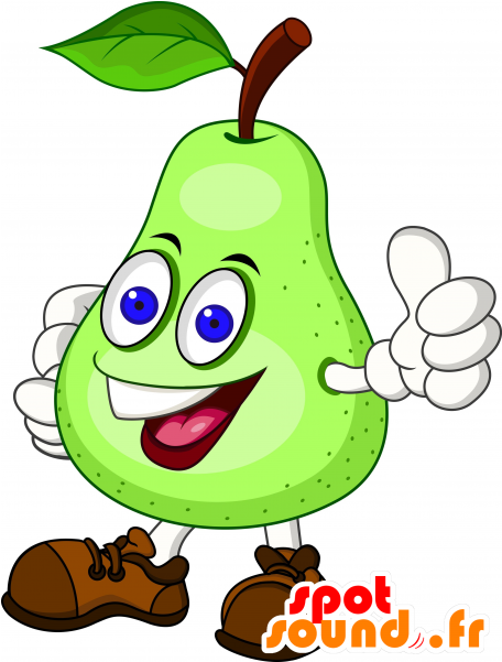 La Mascota De La Pera Verde Y La Sonrisa Gigante - Pear Cartoon (600x600)
