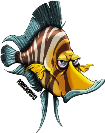 Gold Head Fish By Porkchop-art - Art (400x493)