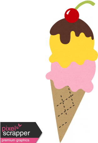 Paper Rendition Of A Double Scoop Ice Cream In A Cone - Ice Cream Cone (456x456)