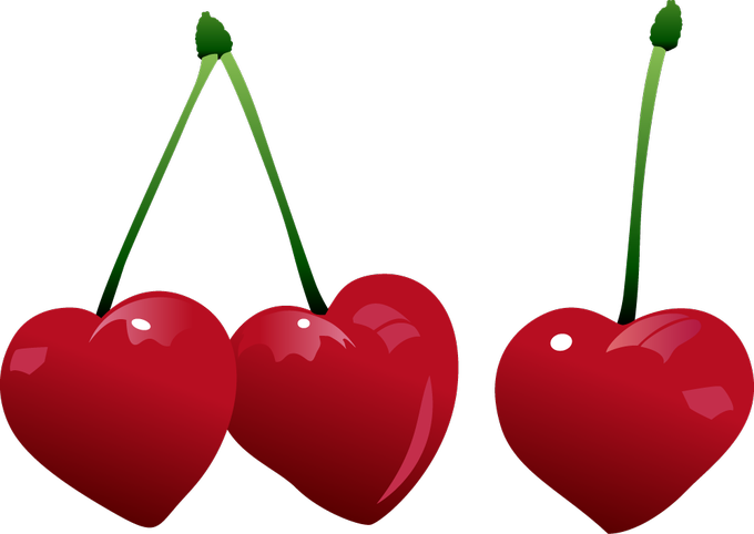 Hearts Cherries Clipart - Cherry Clipart Transparent Background (680x482)