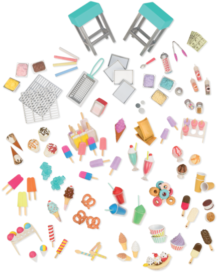 Kins Bundle Ice Cream Truck Accessories With Ortted - Our Generation Ice Cream Truck (600x600)