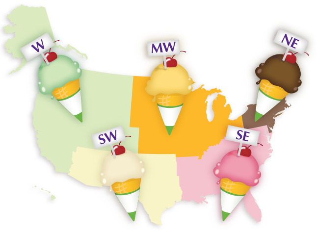 We're Covering The Country In Ice Cream Which Region - Map (646x471)