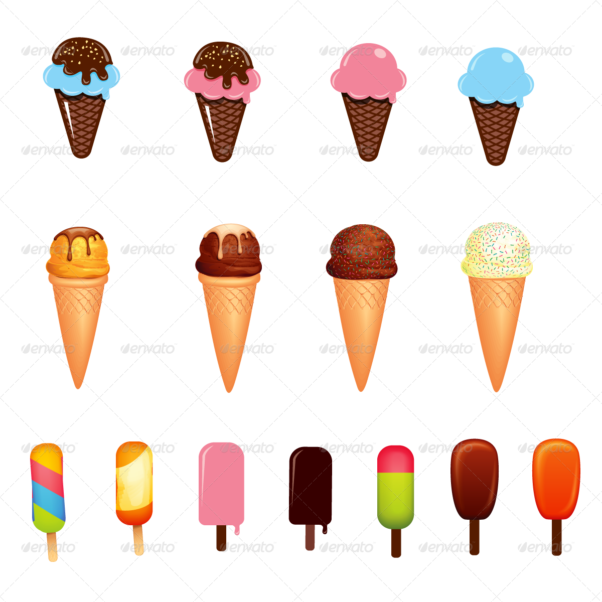 Ice Cream And Candy Vector Collection - Ice Cream Candy Vector (1200x1200)