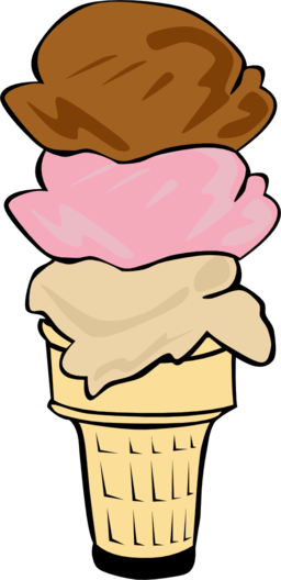 Fast Food Desserts Ice Cream Cone Triple Clipart - Ice Cream Cone Clip Art (256x528)