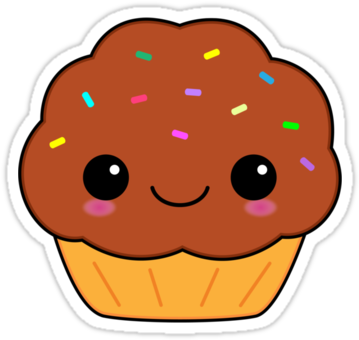 "cute Kawaii Chocolate Cupcake" Stickers By Tigerlynx - Chocolate Muffin Cartoon Cute (375x360)