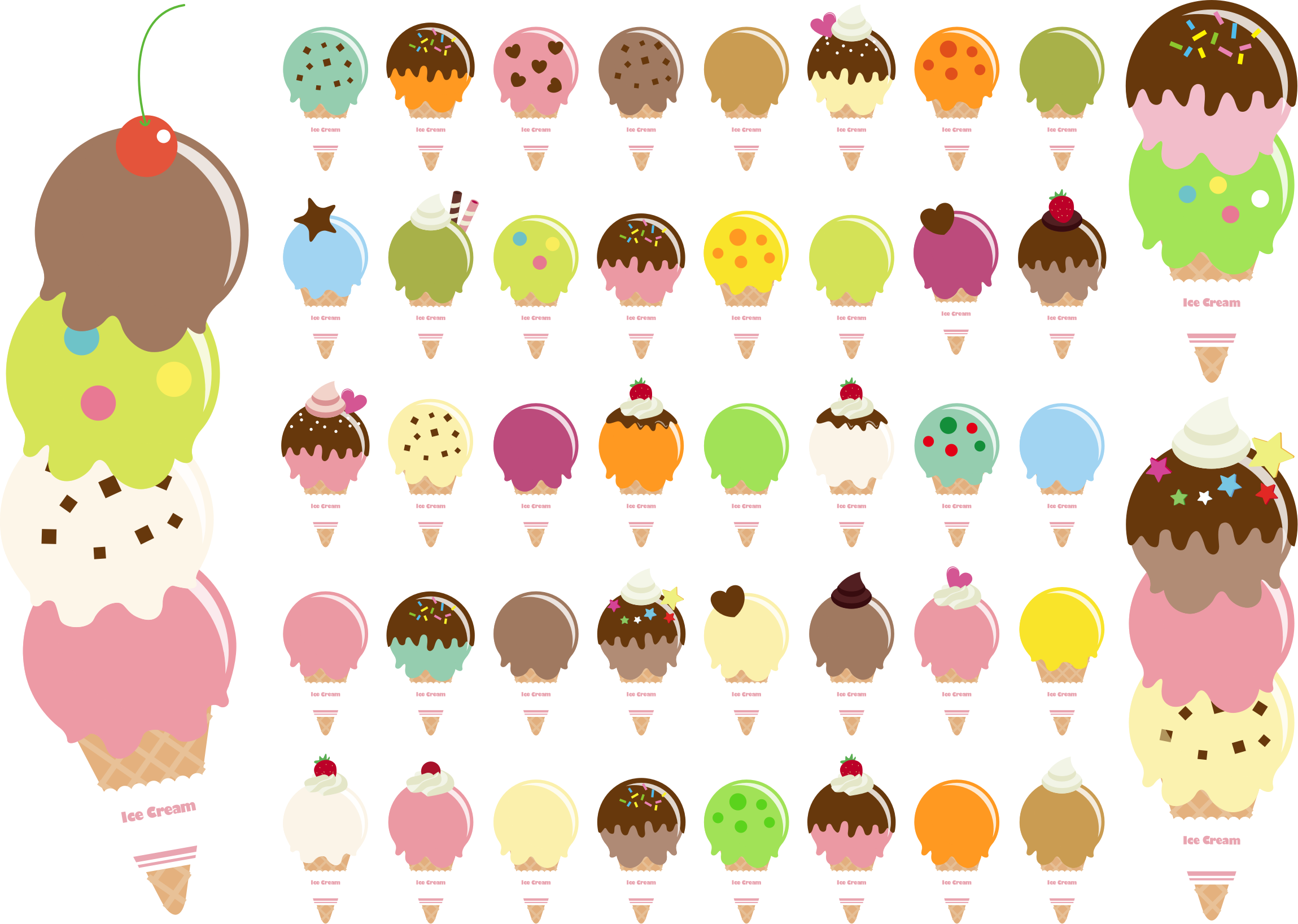 Ice Cream Cones - アイス クリーム イラスト 無料 (2299x1637)