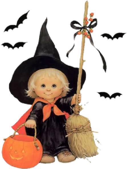 Cartoon Baby Witch With Black Cat,black Hat Witches - Cartoon Baby Witch With Black Cat,black Hat Witches (600x600)