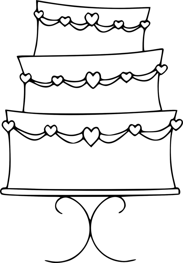 Cake Black And White Wedding Cake Clipart Black And - Wedding Cake Coloring Page (640x917)