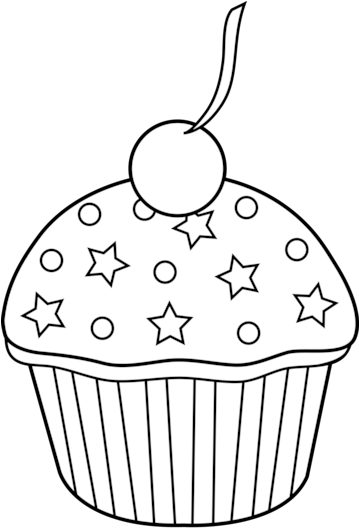 Cake Black And White Black And White Clipart Cake Clipartfest - Cupcake Clipart Black And White (358x550)