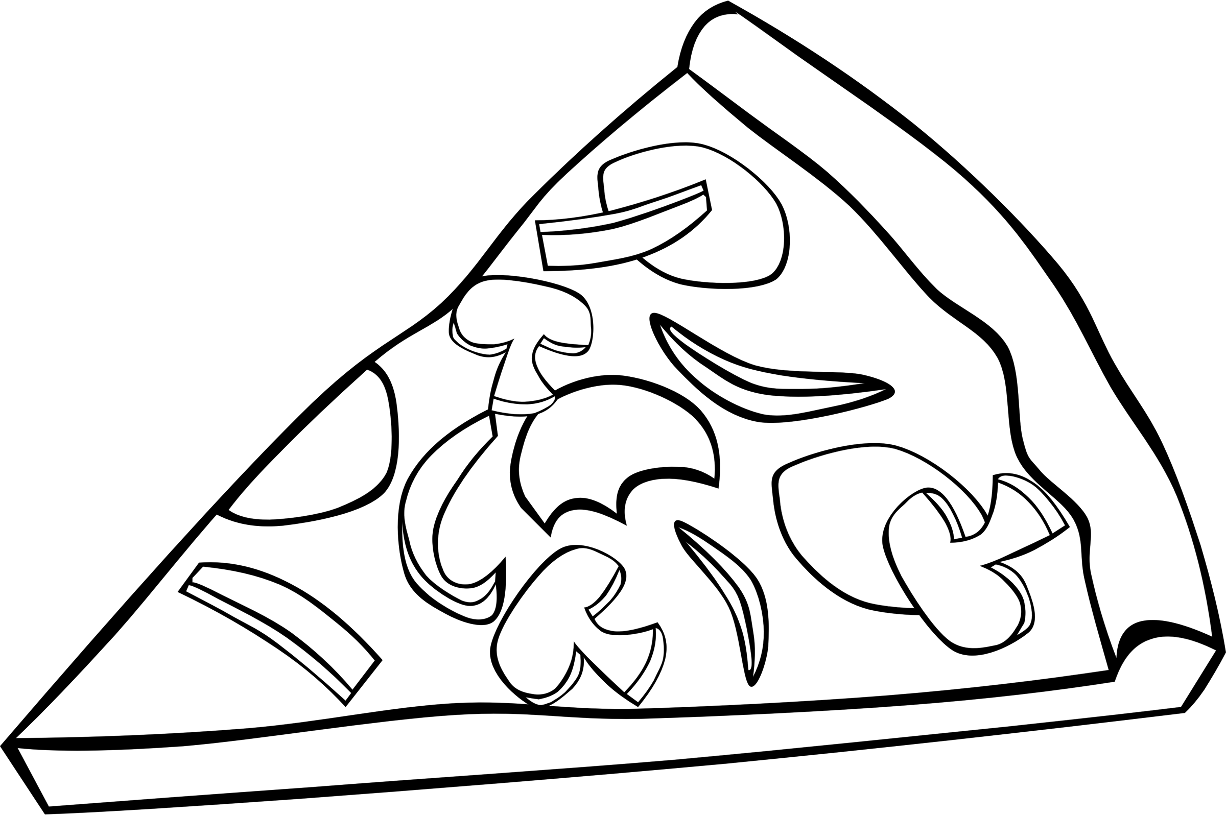 Vector And Fast Food Clipart Black And White Png 755 - Pizza Slice Clip Art (2400x1596)