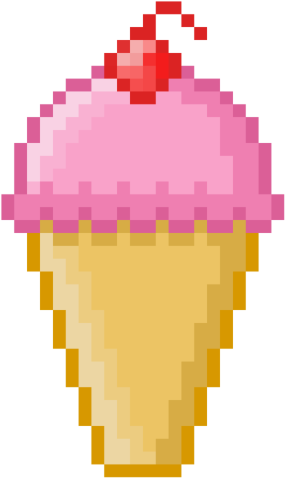 Pixel Pink Ice Cream Cone With Cherry 1000x1000px By - Pixel Ice Cream Cone (900x900)