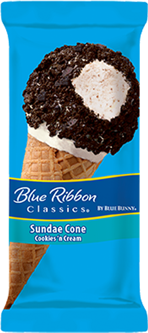 Cookies N Cream Sundae Cone - Blue Ribbon Classics Sundae Cone Cookies 'n Cream, (700x911)