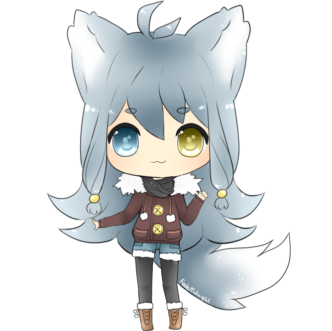 Arctic Wolf Clipart Female - Chibi Wolf Anime Girl (700x690)