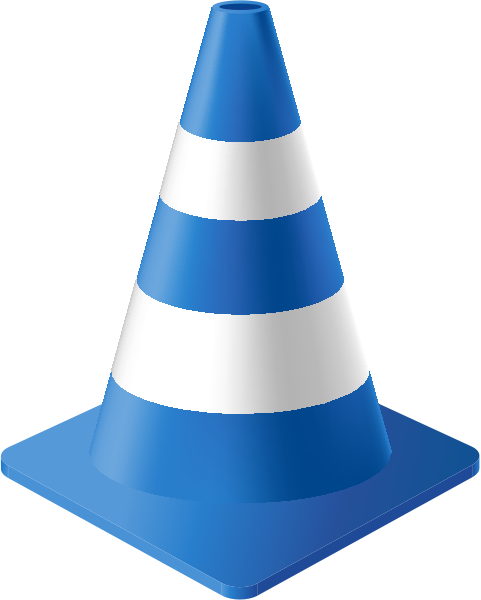 Cone Clipart Road Cone - Blue And White Traffic Cones (481x600)