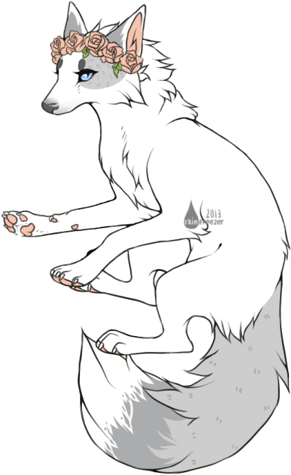 Wolf With Crown Drawing Anime Wolf With Flower Crown 489x734 Png Clipart Download