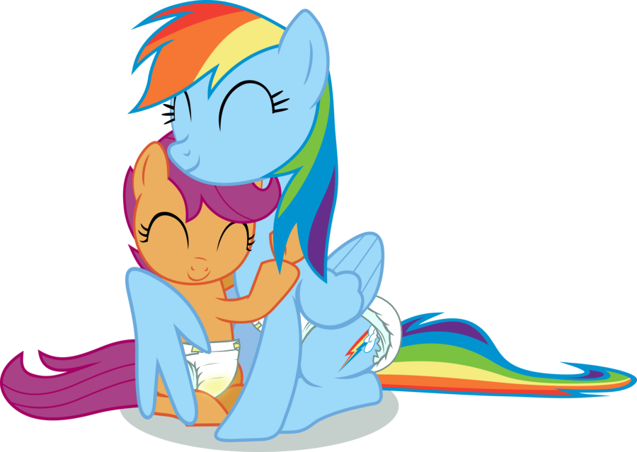 Cupcakescankill, Diaper, Diaper Fetish, Questionable, - Rainbow Dash And Scootaloo Gif (900x639)