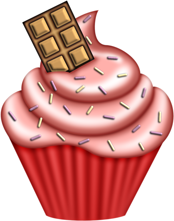 Chocolate Bar On A Cupcake Wow - Cartoon Cupcake Png (670x800)