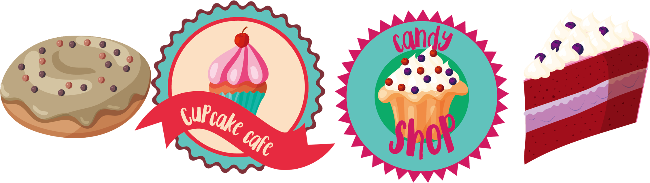 Cupcake Doughnut Drawing Confectionery - Cupcake Doughnut Drawing Confectionery (2327x702)
