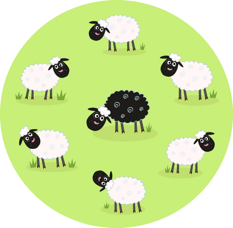 Black Sheep Cartoon Illustration - Black Sheep Cartoon Illustration (800x783)