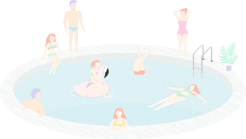 People In The Pool Illustration - Platos Hola (820x465)