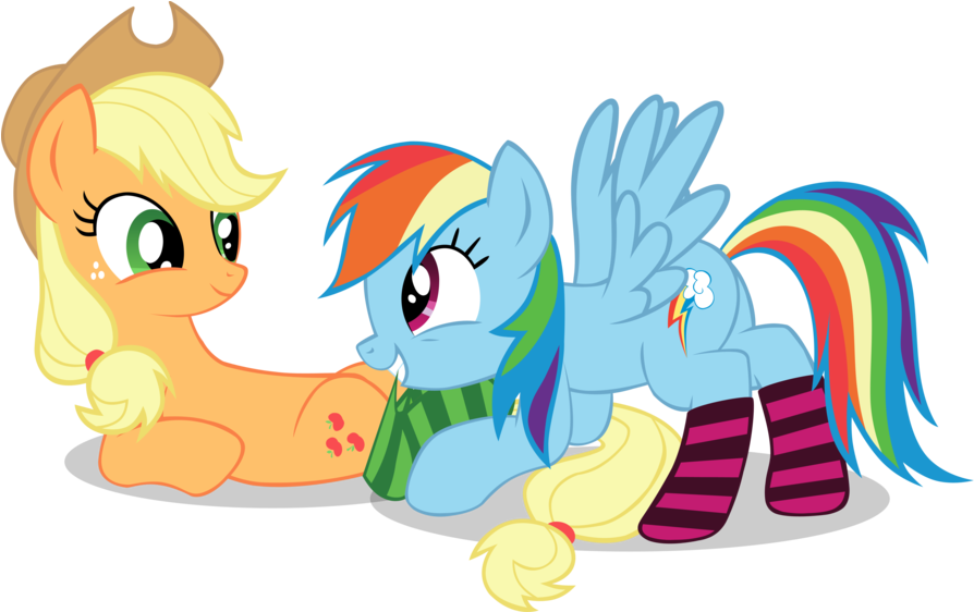 My Little Pony Applejack And Rainbow Dash Kiss - Apple Jack And Rainbow Dash Love (900x561)