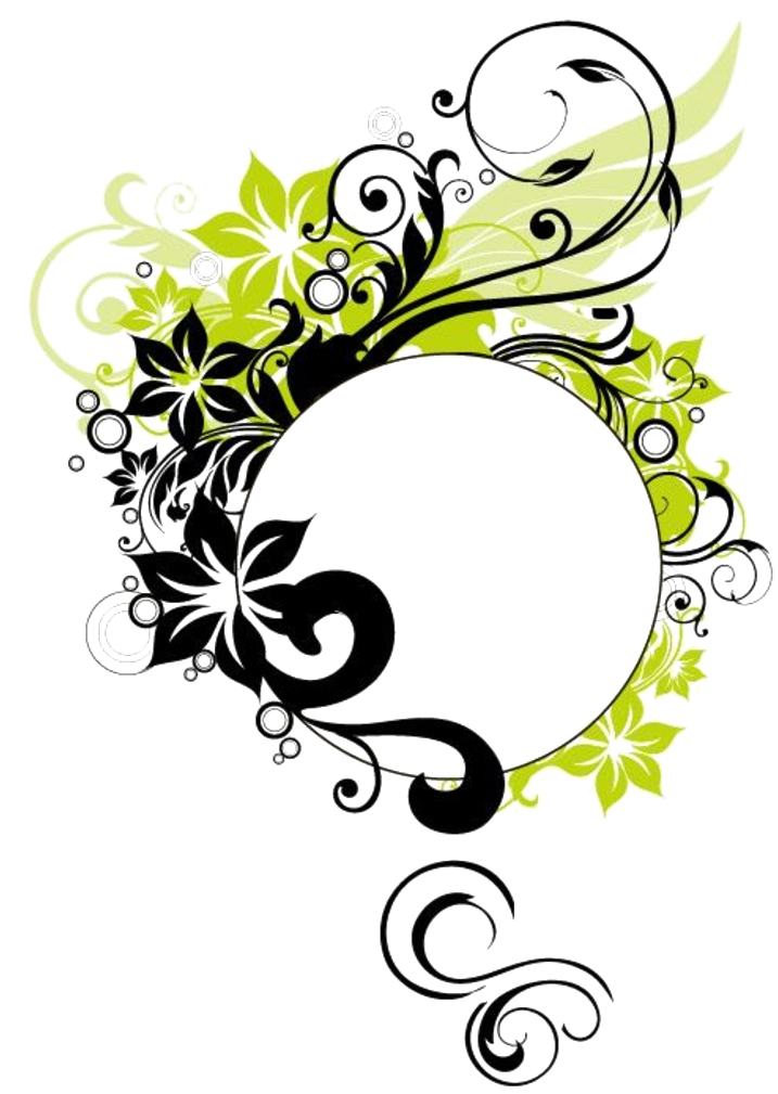 Round Black And Green Vine Border - Round Black And Green Vine Border (938x1024)