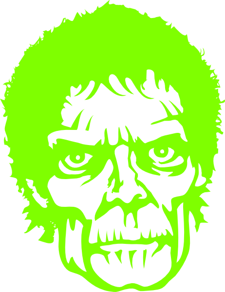 Zombie Green Clip Art At Clker Com Vector Clip Art - Beängstigendes Zombie-monster-gesicht Grußkarte (462x600)