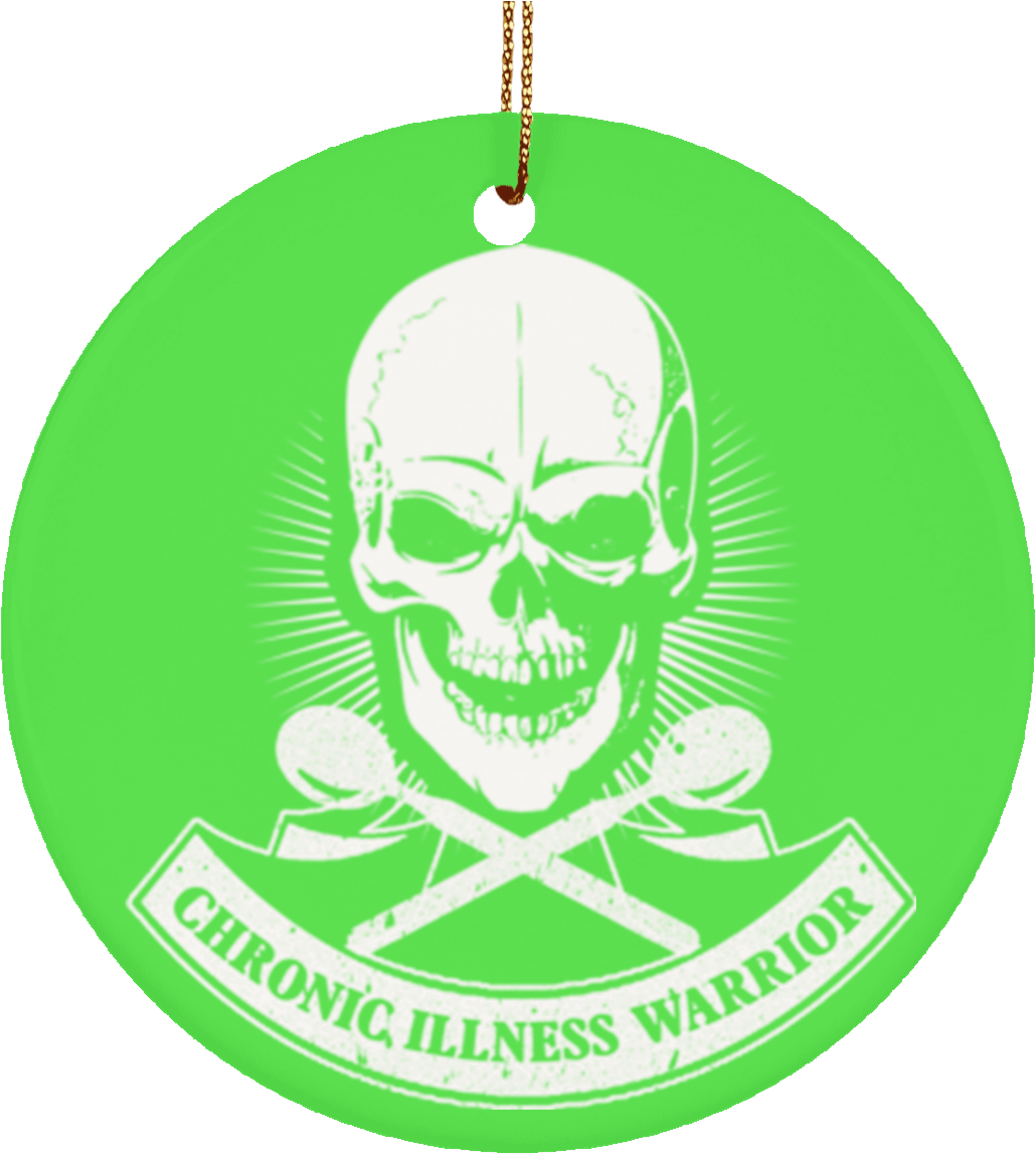 Chronic Illness Warrior Skull Ceramic Circle Ornament - Adult Onset Stills Shirt (1155x1155)