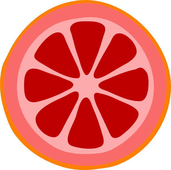 Blood Orange Slice Clip Art At Clker - Pink And Yellow Lemon (600x599)