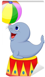 Illustration Of Circus Seal Playing A Ball Wall Mural - Desenho Foca De Circo (400x400)