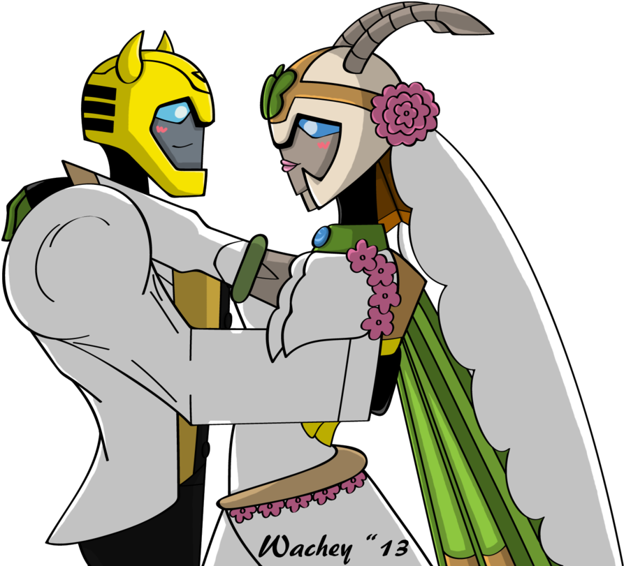 Bumblebee And Jadebutterfly Wedding Commission By Wachey - Transformers Animated Fanfiction Sari Love Bumblebee (940x849)