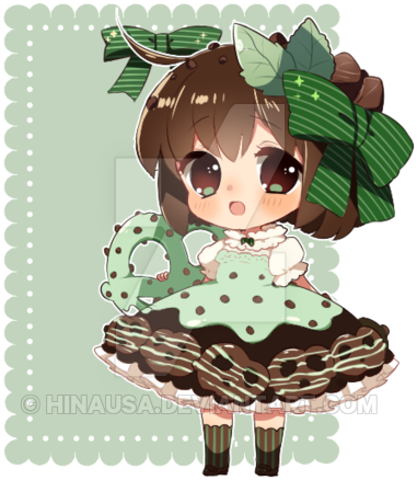 Pretzel Crisp Mint Chocolate Chip Gijinka - Mint Chibi (400x443)