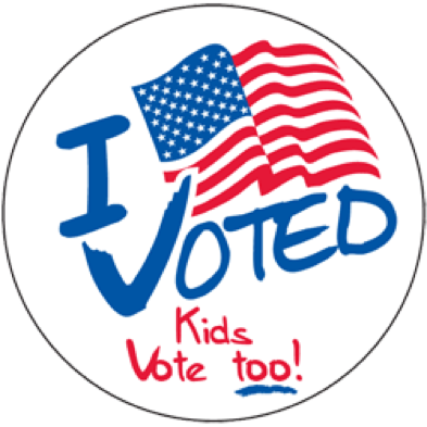 Kids Vote Too - Voted By Mail Stickers (393x393)