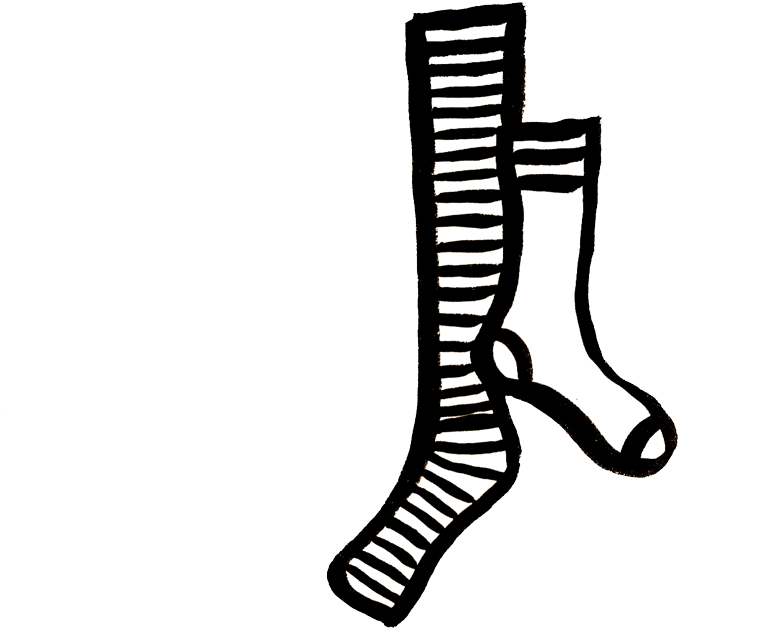 Mismatched Socks - Crazy Sock Clipart Black And White (1200x686)