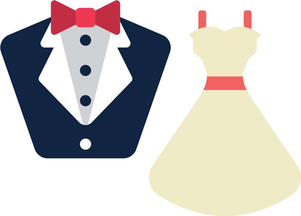 Wedding Dress Suit Clip Art - Suit And Dress Cartoon (1000x1000)