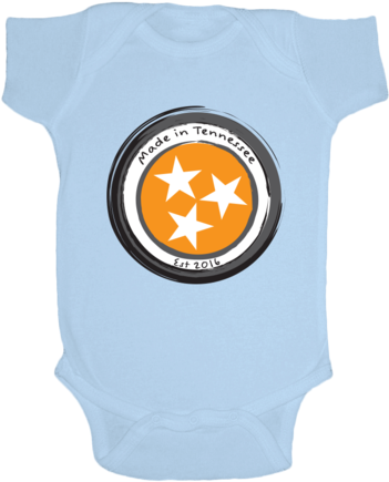 Made In Tennessee 2016 Orange Infant Light Blue Onesie - Flag Of Tennessee (480x480)