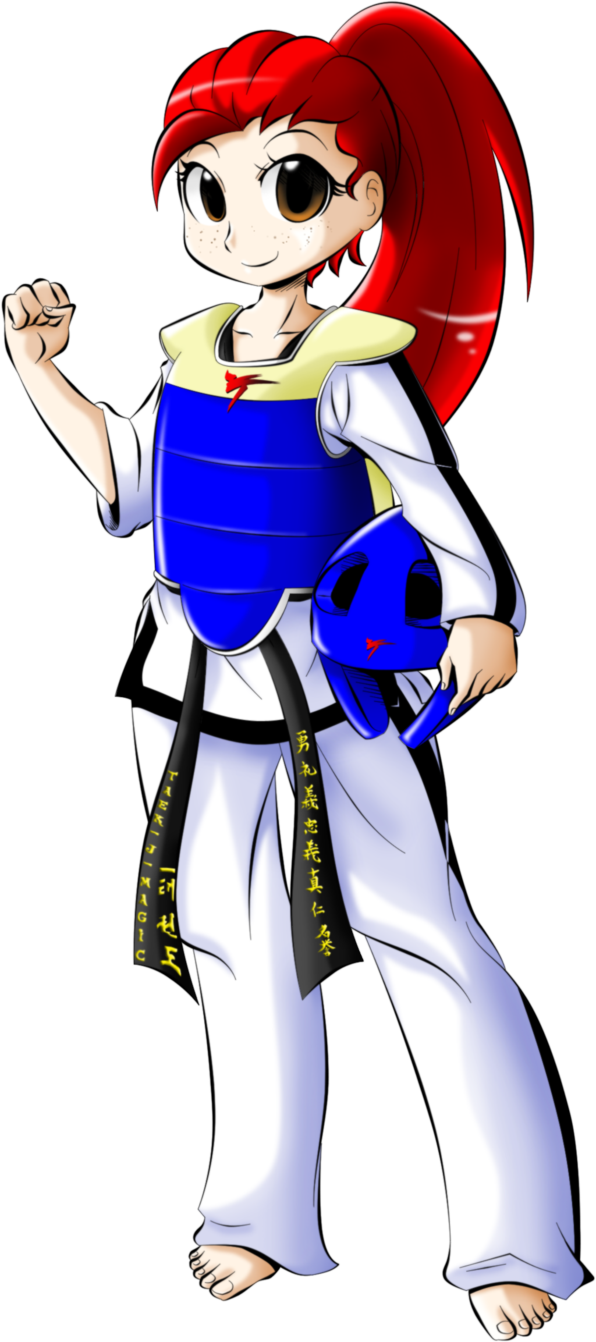 Taekwon-magic, Black Belt, Headgear, Oc, Oc Only, Oc - Cartoon (596x1342)