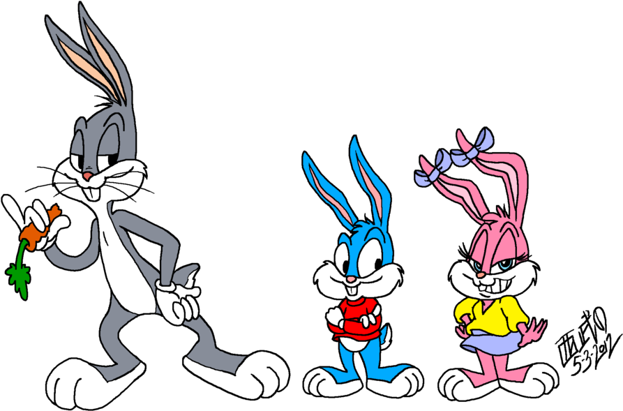 Bugs, Buster, And Babs By Tuxedomoroboshi - Tiny Toons Babs And Buster (900x596)